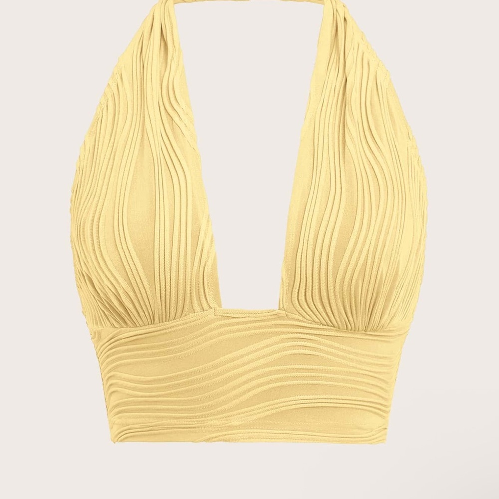 SHEIN Yellow Halter Crop Top
